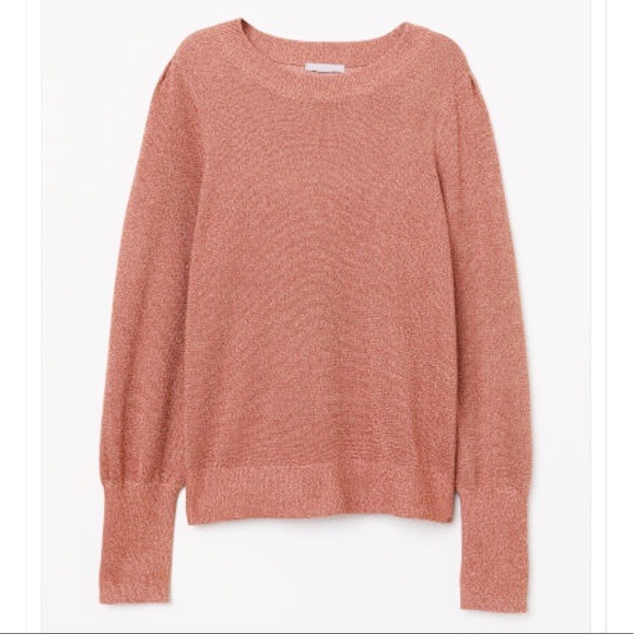 NWT Metallic Sparkle Rose Gold Fine Knit Sweater - Picture 2 of 8